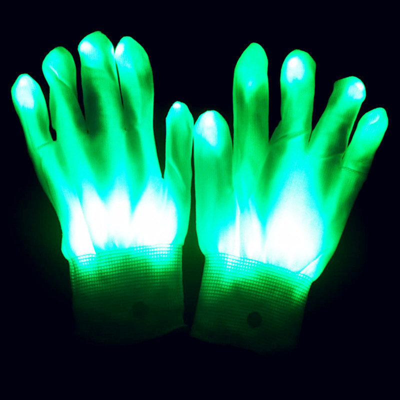 LED Skeleton Gloves Finger Lights, Fingertips Flashing White Rave Gloves, Halloween Costume Party Favors Light Up Toys for adult