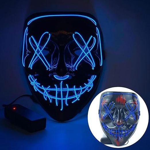 Halloween Purge Mask for Adults Led Light Up Scary Mask Cosplay Costume