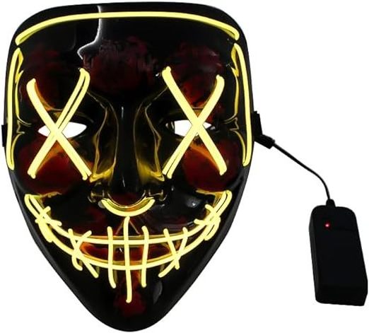 Halloween Purge Mask for Adults Led Light Up Scary Mask Cosplay Costume