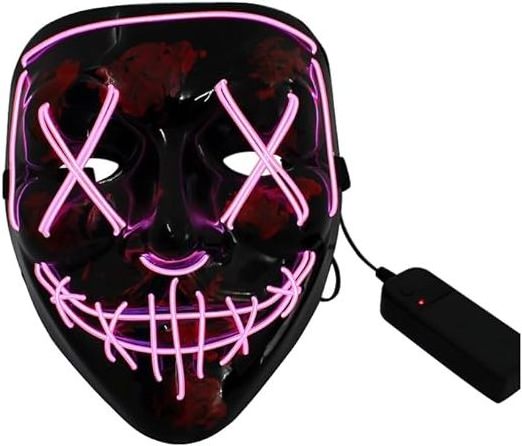 Halloween Purge Mask for Adults Led Light Up Scary Mask Cosplay Costume