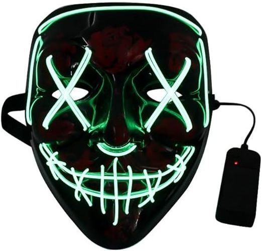 Halloween Purge Mask for Adults Led Light Up Scary Mask Cosplay Costume