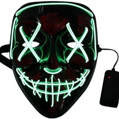 Halloween Purge Mask for Adults Led Light Up Scary Mask Cosplay Costume