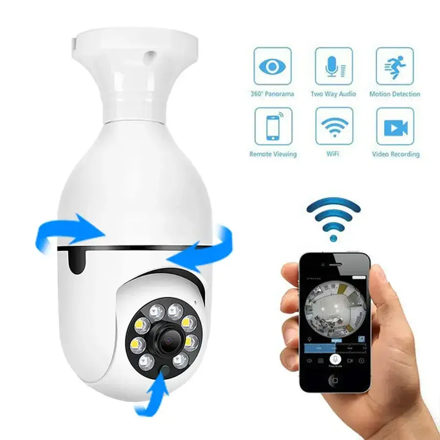 High quality E27 night vision wireless light bulb camera 360 cctv hidden 5G /2.4G wifi mini ip security digital camera