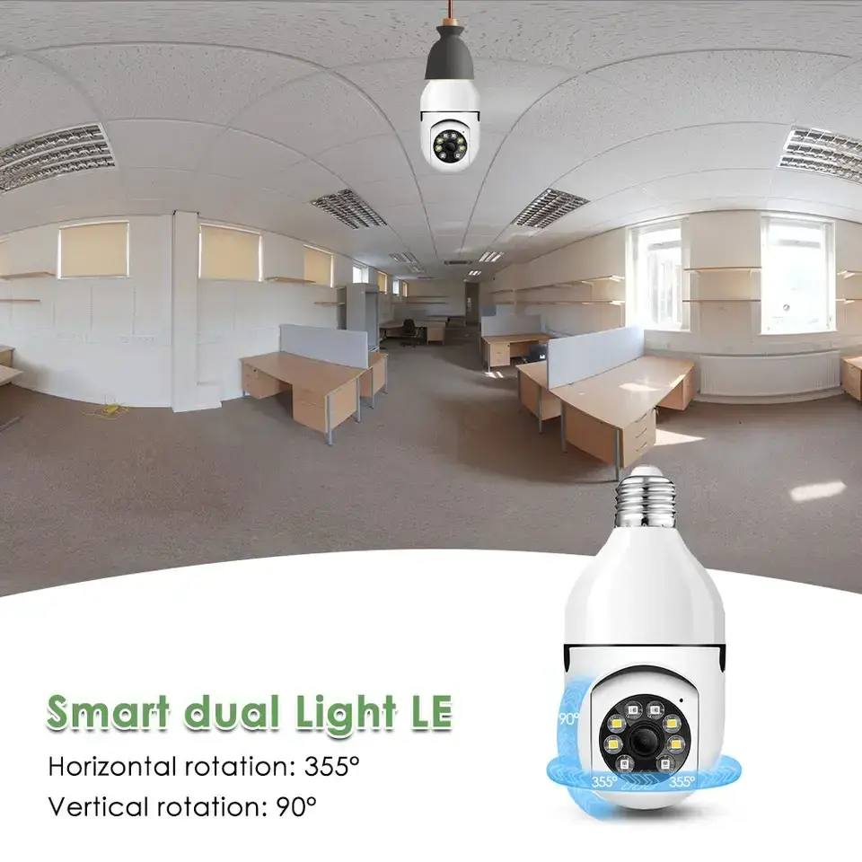 High quality E27 night vision wireless light bulb camera 360 cctv hidden 5G /2.4G wifi mini ip security digital camera