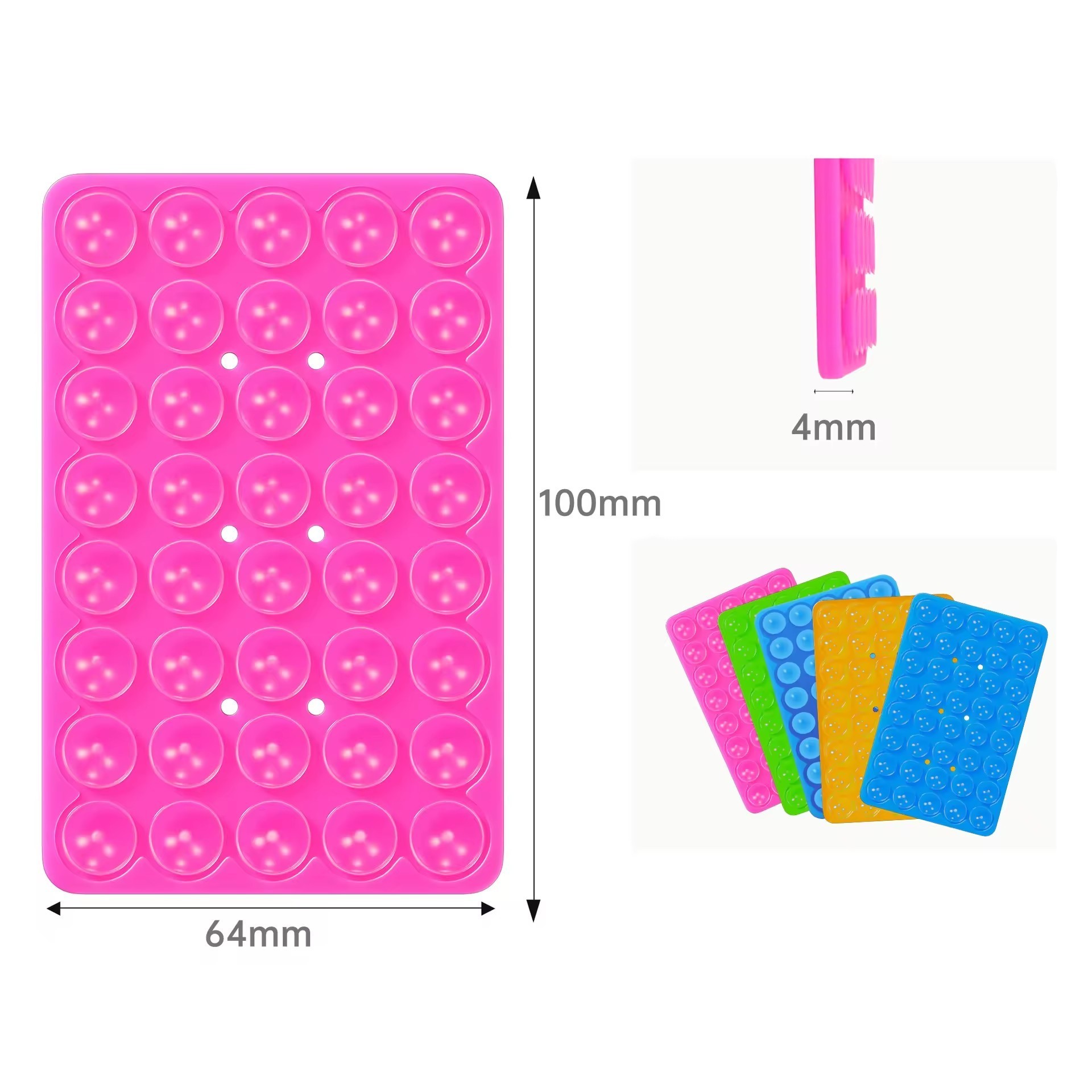 Stock Mobile Phone Fixture Suction Cup Backed Adhesive Silicone Rubber Sucker Pad Double Side Silicone Suction Pad For Fixed Pad