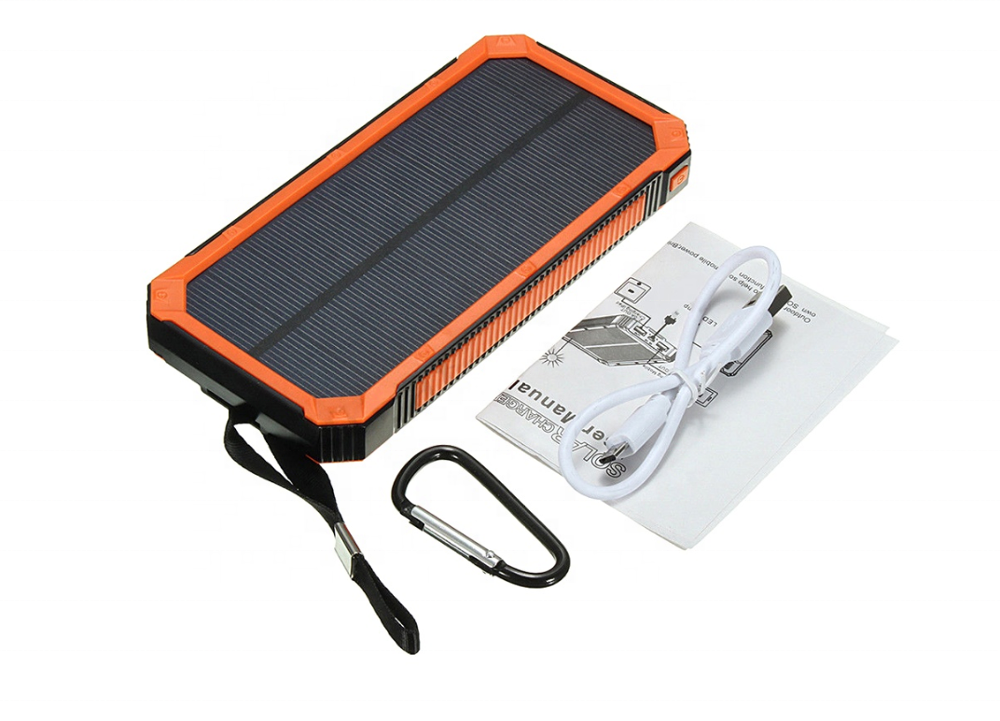 2022 NEW Waterproof IP68 Solar Cellphone charger 10000mah Portable Solar Power Bank with Dual USB