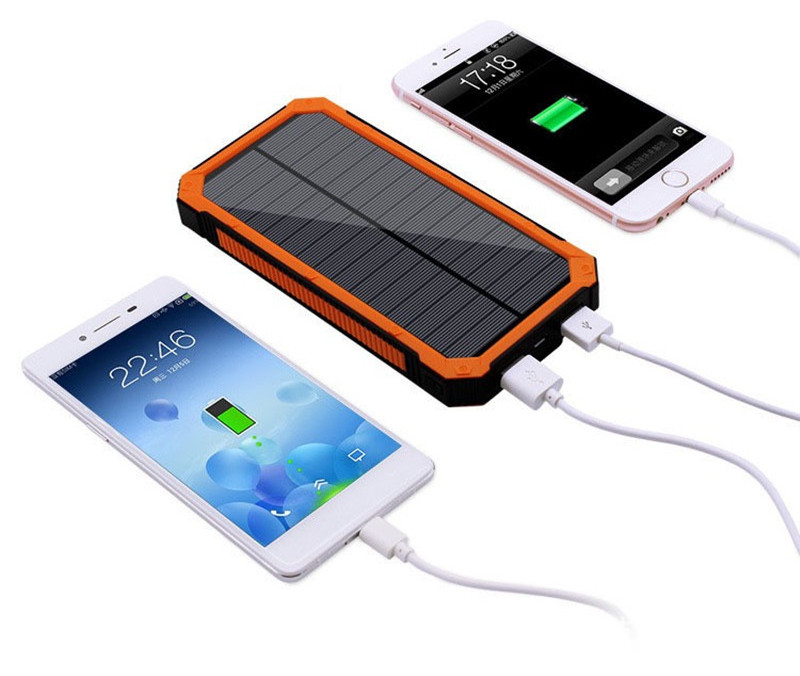 Amazon Solar 20000mAh Power Bank Dual USB powerbank Waterproof Battery External Portable Charging with LED Light 2USB power bank