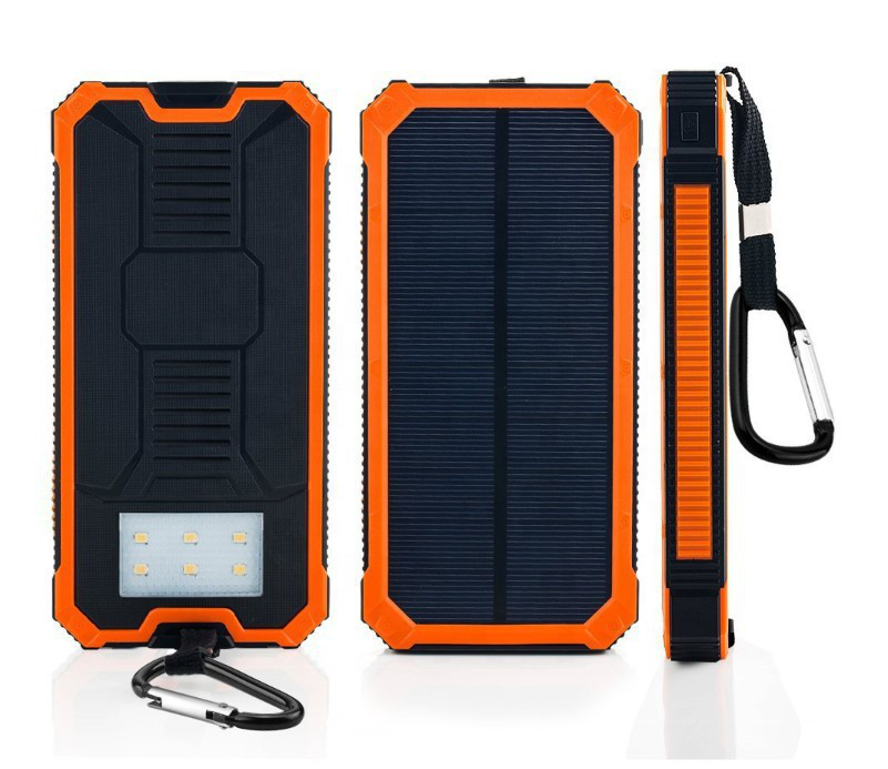 2022 NEW Waterproof IP68 Solar Cellphone charger 10000mah Portable Solar Power Bank with Dual USB