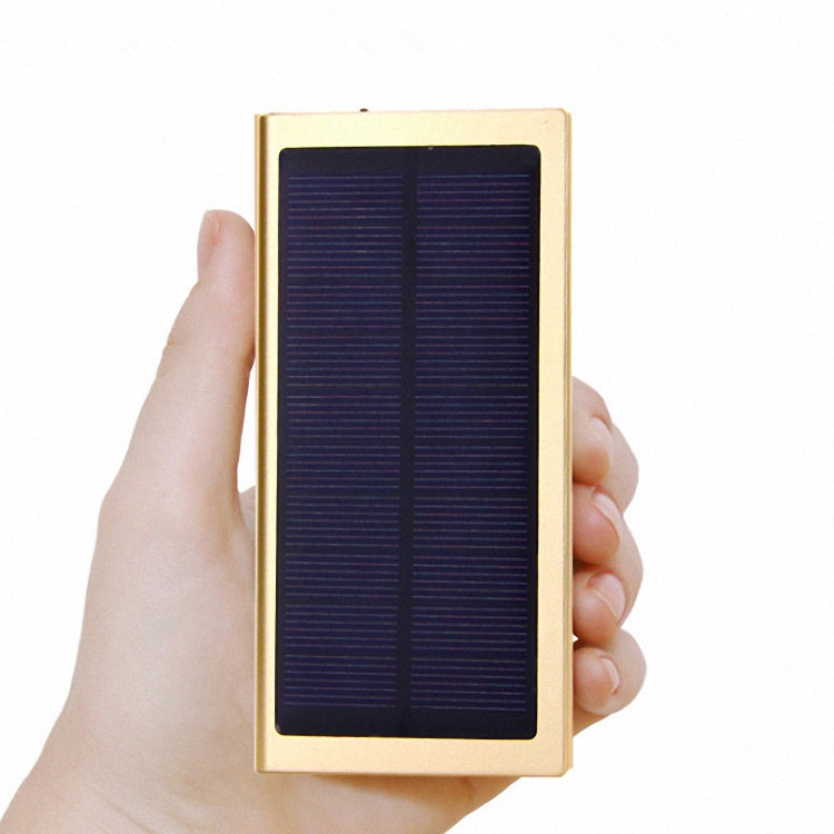 Ultra-thin Solar Power Bank Phone Charger 10000mah with LED light Outdoor Mobile Portable Battery Dual USB Powerbank