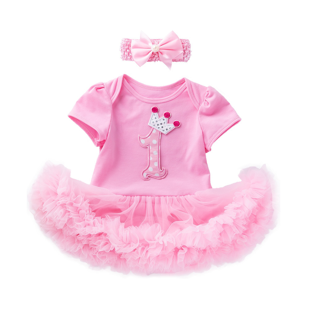 Online shopping Cute Lace Romper skirt Short sleeved baby pom pom tutu rompers 3 pieces