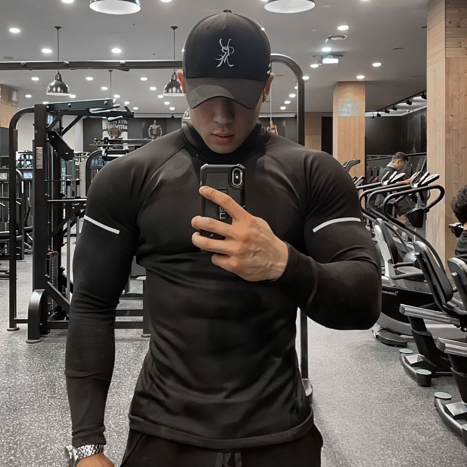 Fitness men's quick-drying moisture-wicking stretch training shirt basketball running sports casual comfortable sweater