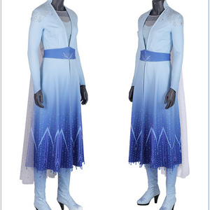 Latest High quality Adult Long Sleeve Frozn 2 Elsa Princess Dress Halloween Elsa Cosplay Costume