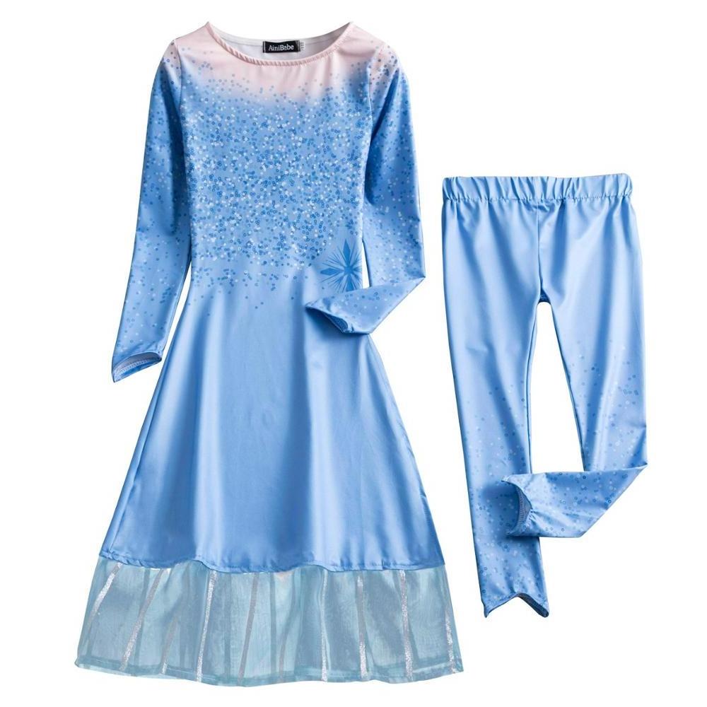 cheap  3-8 years Cosplay Party 2 pcs Frozen 2 Princess Elsa Anna carnival Dress  Halloween Fairy Princess Costume