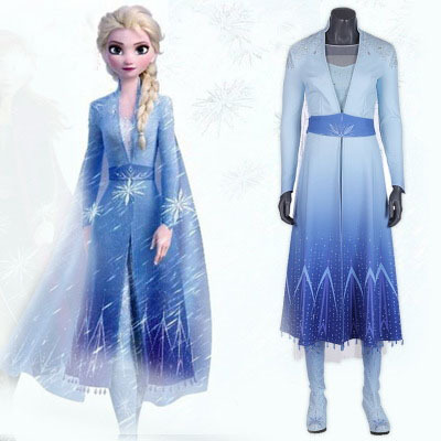 Latest High quality Adult Long Sleeve Frozn 2 Elsa Princess Dress Halloween Elsa Cosplay Costume