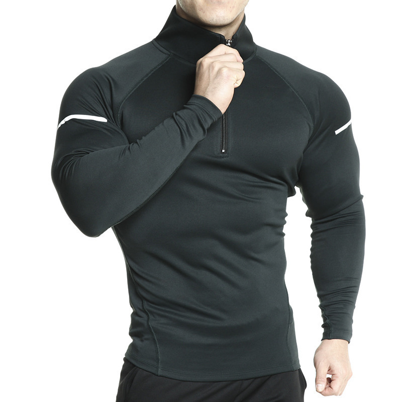 Fitness men's quick-drying moisture-wicking stretch training shirt basketball running sports casual comfortable sweater