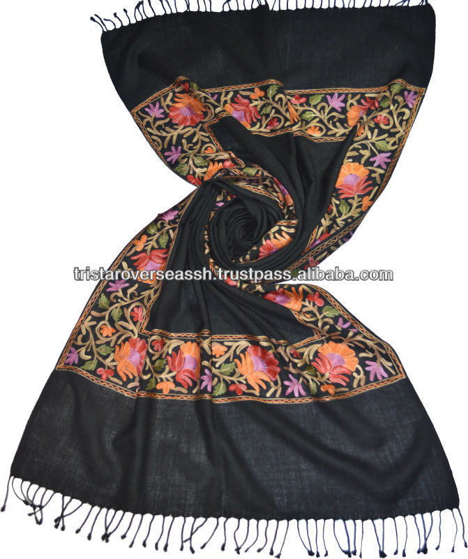 Pure Wool Kashmiri Shawls Women Autumn season woolen shawls embroidery shawls and stoles export