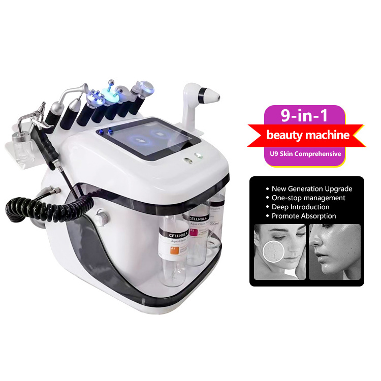 2024 Promotion Price 9 In1hydro Dermabrasion Crystal Dermabrasion Machine Oxygen Face Cleansing Hydrotherapy Facial Spa Machine