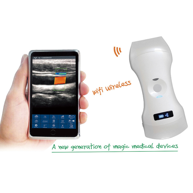 128 Elements Wifi Handheld Wireless Ultrasound Probe Portable Parts Wifi Wireless Color Doppler High Frequency Ultrasound Probe