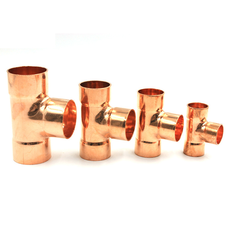 Copper 3 Way Elbow Connector Tee Air Conditioner Refrigeration Plumbing Tube Pipe Fitting