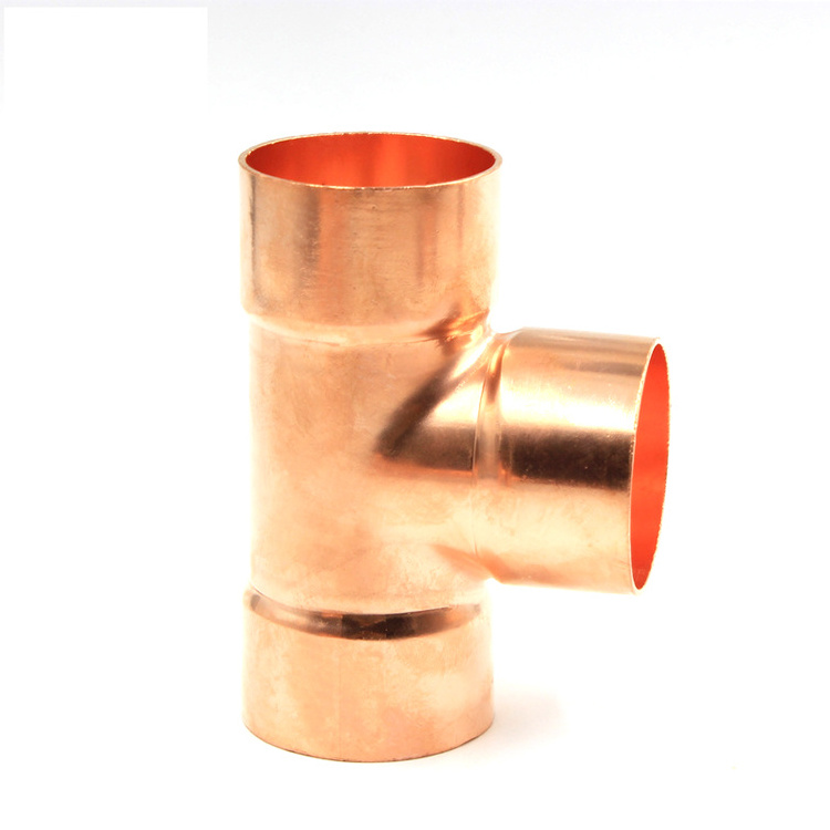 Copper 3 Way Elbow Connector Tee Air Conditioner Refrigeration Plumbing Tube Pipe Fitting