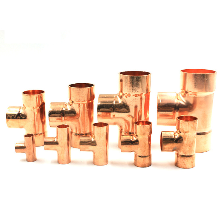 Copper 3 Way Elbow Connector Tee Air Conditioner Refrigeration Plumbing Tube Pipe Fitting