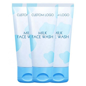 Custom Lovely Face Wash Wholesale Milk And Honey Facial Cleanser With Sky Bule Tube Packing