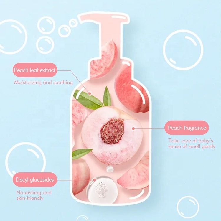 Private Label Wholesale Organic Fruit Based Bubble Bath Liquid Peach Baby Bubble Bath