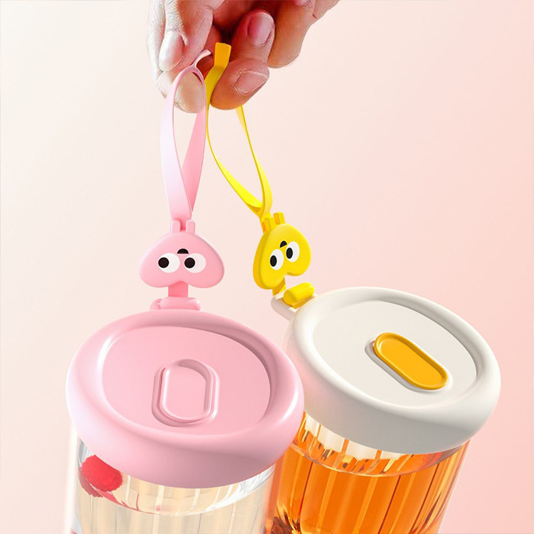 500ml Cold Extract Straw Cup Cartoon Korean Glass Water Cup Portable Water Bottle For Children