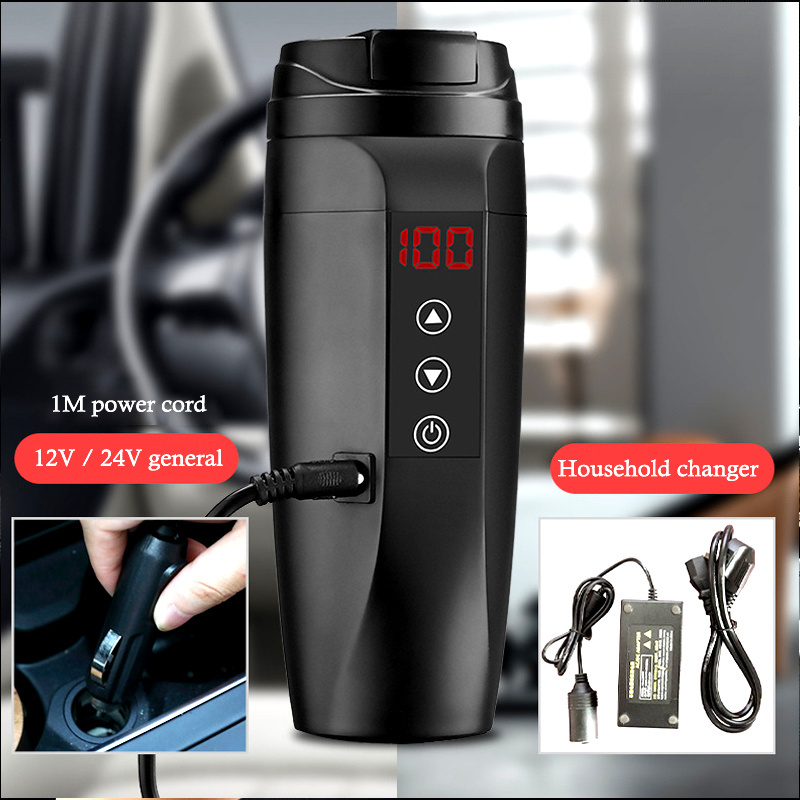 12V Car Electric Kettle Electric Temperature Control Kettle Boiling Stainless Steel Car Travel Heating Cup Mug