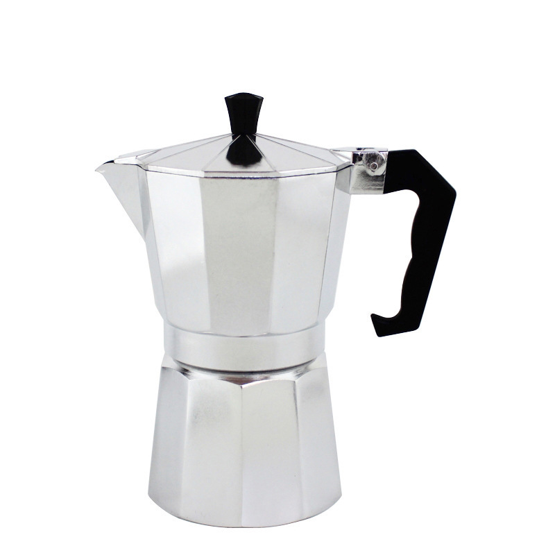 Modern Italian Aluminum Moka Pot Coffee Maker Stove-Top Moka Pot 1 to 12 Cups with Lid and Coffee Spoon Wholesale