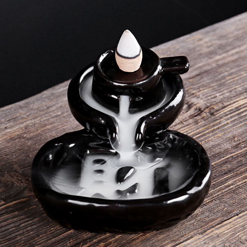 Wholesale Chinese Style Ceramic Incense Waterfall Burner Scented Smoke Backflow Holder Factory Cheap