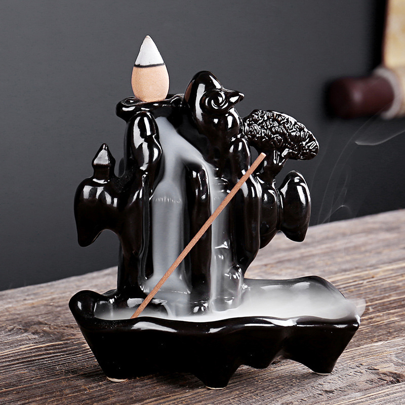 Wholesale Chinese Style Ceramic Incense Waterfall Burner Scented Smoke Backflow Holder Factory Cheap