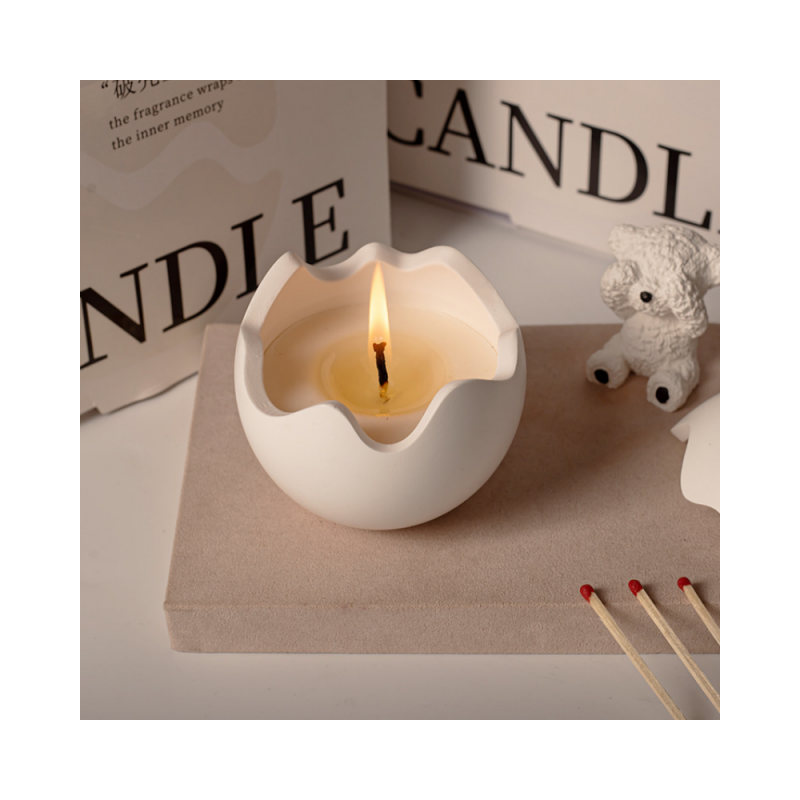 New Handmade Egg-Shaped Cement Candle Jar Soy Wax Meditation Candles for Christmas Easter New Year Holidays