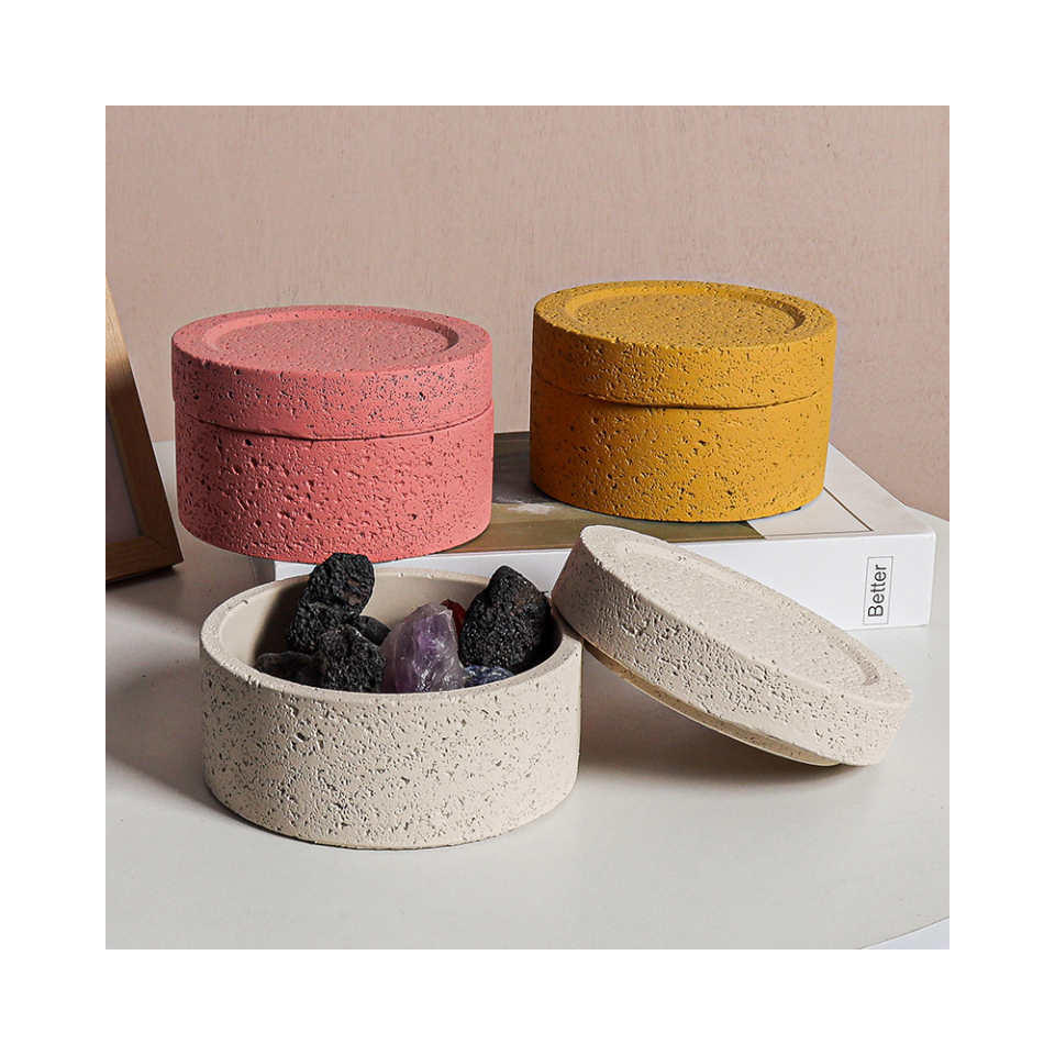 New Customized Scented Candle Vessels Cement Concrete Candle Jar Concrete Jars For Candles aroma stone