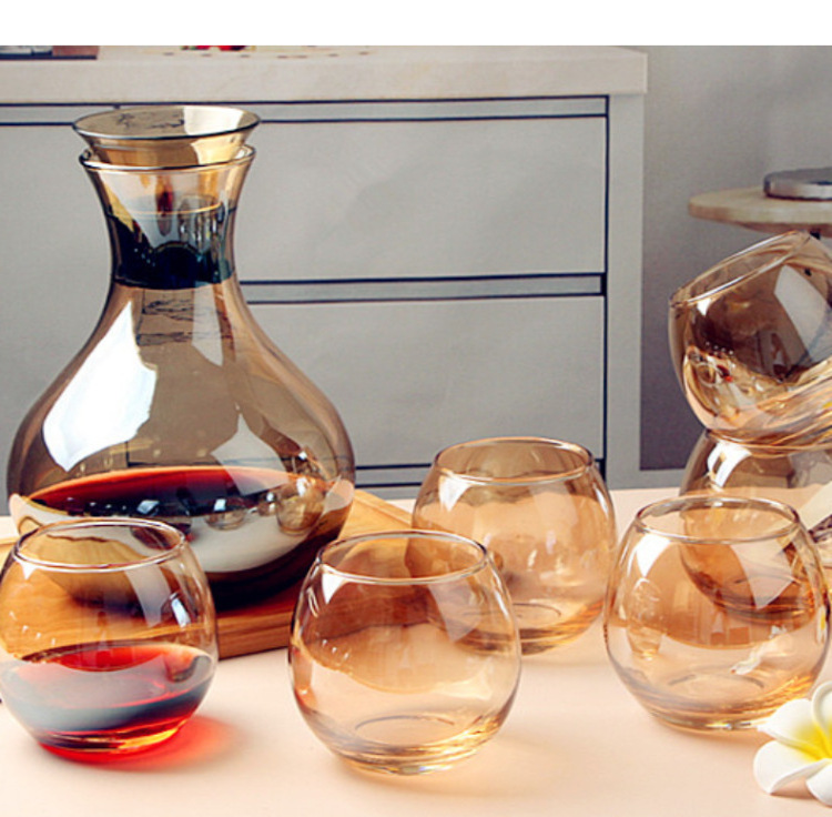 Modern Design Five-Piece Household Tea Set Hot Heat Resistant Glass Tea Pot and Cold Water Jug Creative Activity Gift