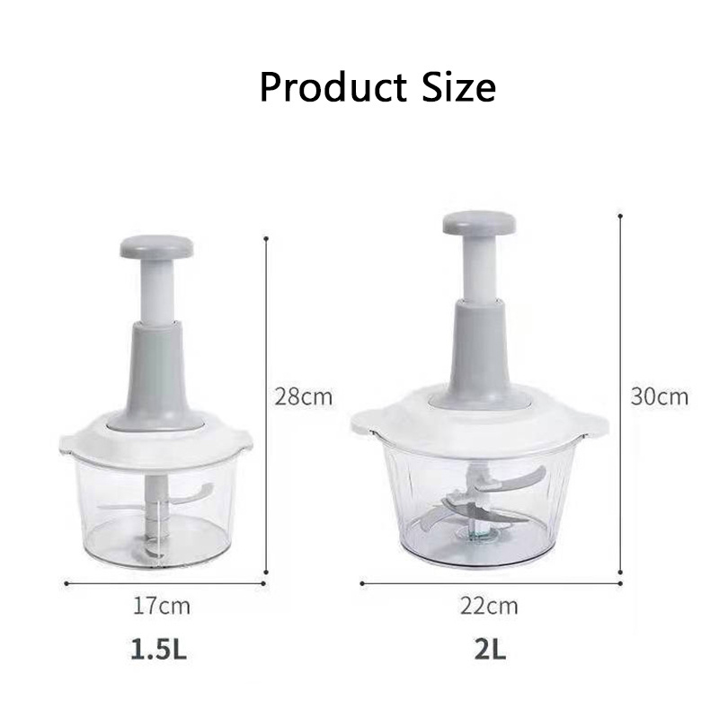 1.5/2L Handheld Stainless Steel Food Chopper Multifunctional Meat Grinder Vegetable Onion Press for Home Kitchen Tools