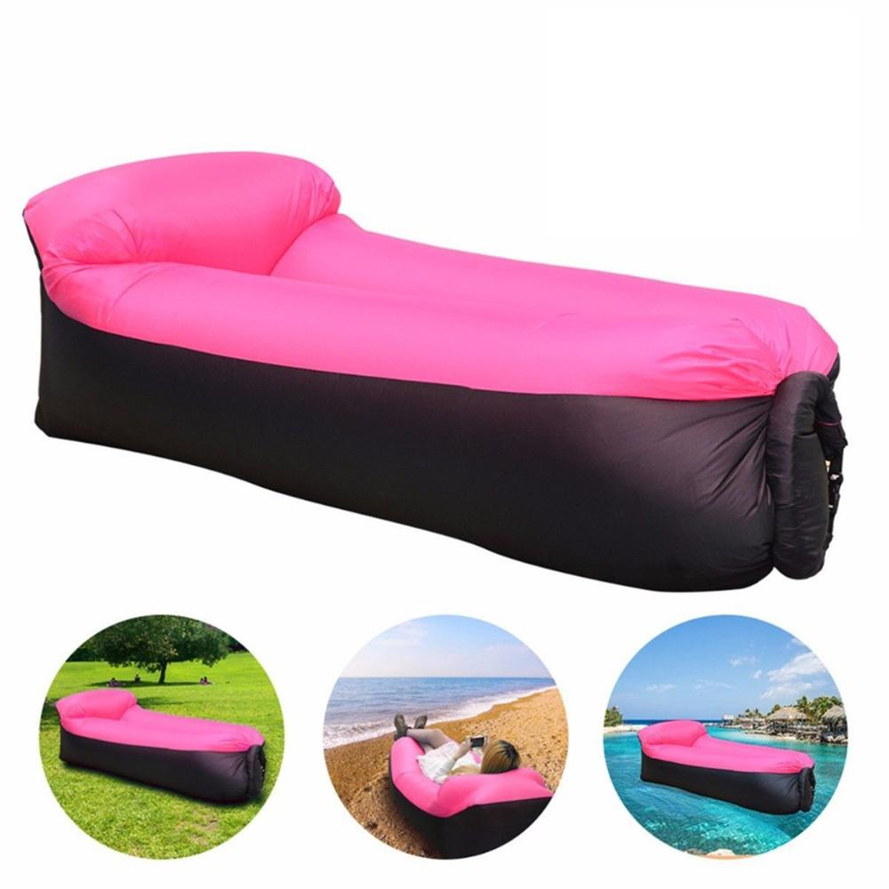 Leak-proof Portable Couch, Fast Inflating Air Bed Camping Outdoor Nylon Lazy Air Sleeping Bed Inflatable Air Bag Sofa