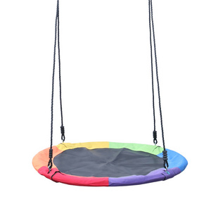 Outdoor Kids Playground Swing Set Saucer Rotate Tree Nest Swing 900D 600lbs Flying Rope Round Swing