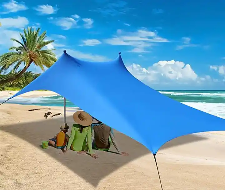 Outdoor Camping Beach Fishing Sunshade Awning Set Portable Large Family Canopy Sun Shade Tent With Sandbag