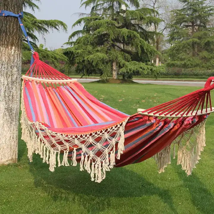 Portable Camping Hammock Outdoor Lightweight Picnic Canvas Hammocks Garden Single Hanging Bed Swing