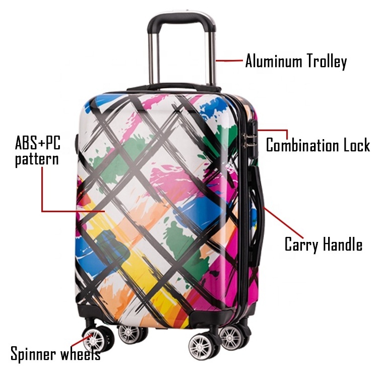 ABS+PC Lightweight Zipper Trolley Equipaje Luggage Suitcase For Trolley Traveling Bag