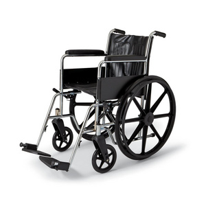 Handicapped PU Upholstery  22" Foldable Wheelchair Wheel Chair