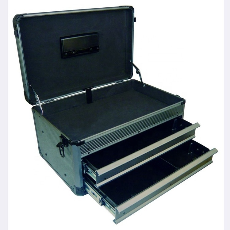 Custom Carrying Case 3 Layer Drawer Road Case Aluminium Hand Stamping Portable Dustproof OEM Waterproof Tool Box Case