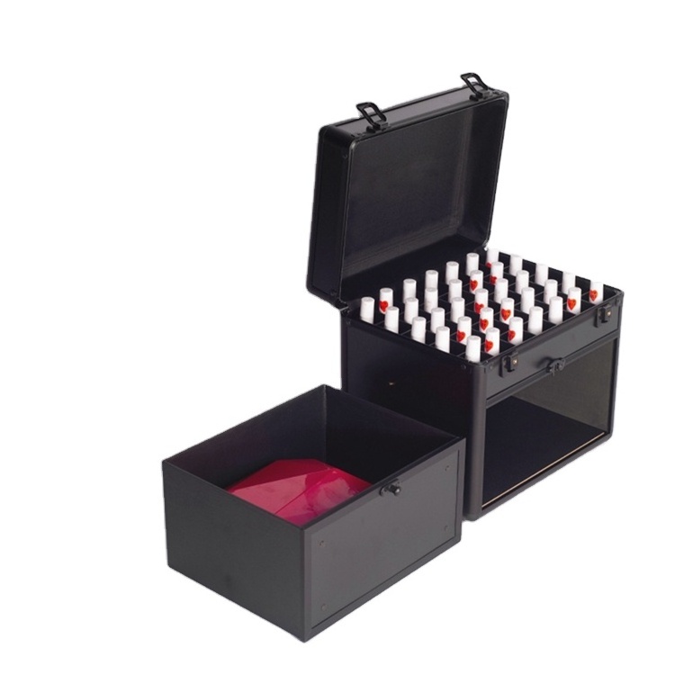 Aluminium train small designer lipstick storage beauty box portable organizer nail polish makeup case