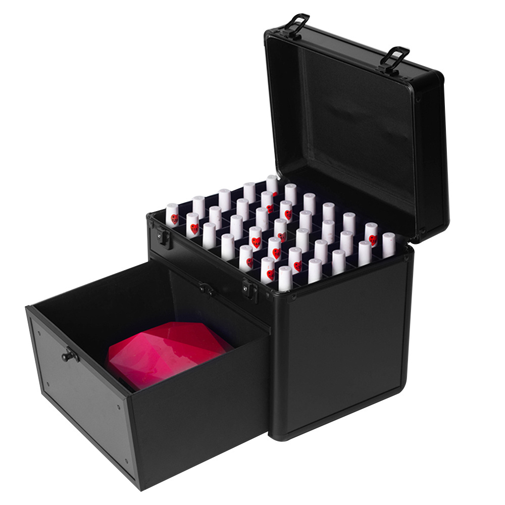 Aluminium train small designer lipstick storage beauty box portable organizer nail polish makeup case