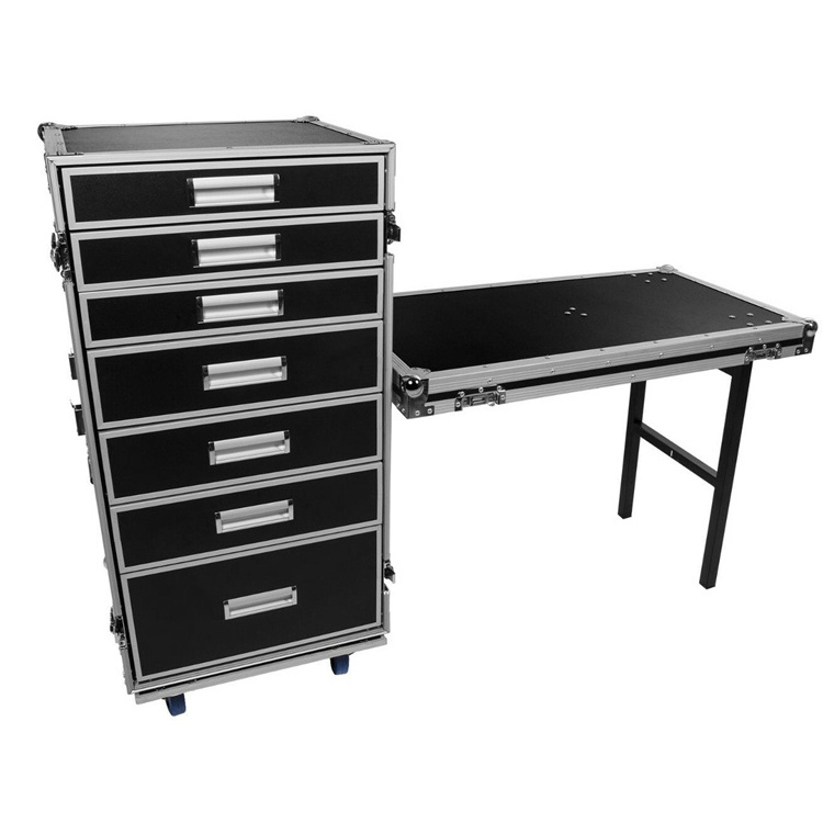 Black Sound Used  Aluminum Movable Utility Drawer Flight Road Case With Drawers