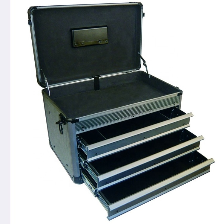 Custom Carrying Case 3 Layer Drawer Road Case Aluminium Hand Stamping Portable Dustproof OEM Waterproof Tool Box Case