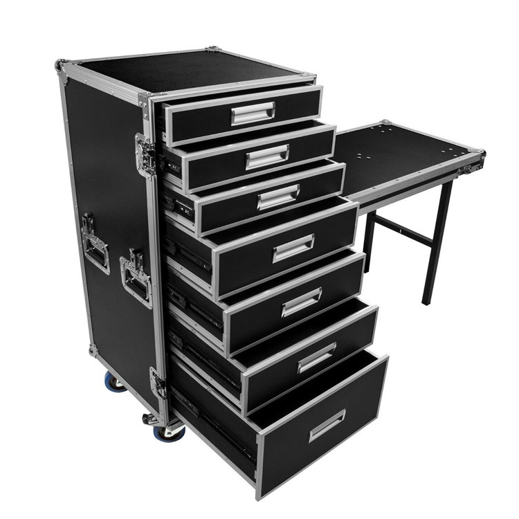 Black Sound Used  Aluminum Movable Utility Drawer Flight Road Case With Drawers