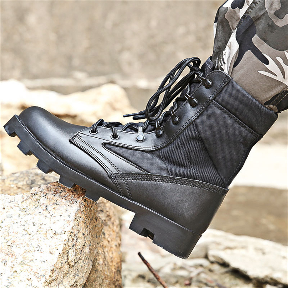 Outdoor Hiking Climbing Training Boots Jungle Desert Combat Boots Leather Shoes Black Waterproof Tactical Boots for Man Swat