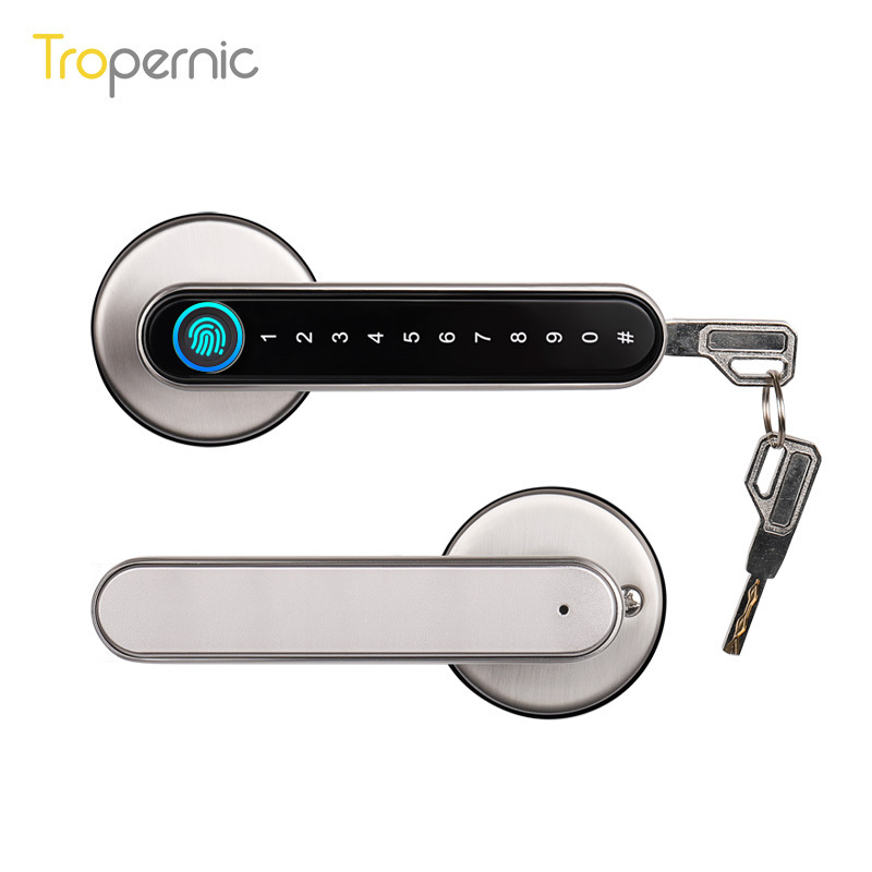 WiFi Keyless Entry Lever Keypad Password Fechadura Digital Tuya ttlock App Biometric Fingerprint Smart Door Handle